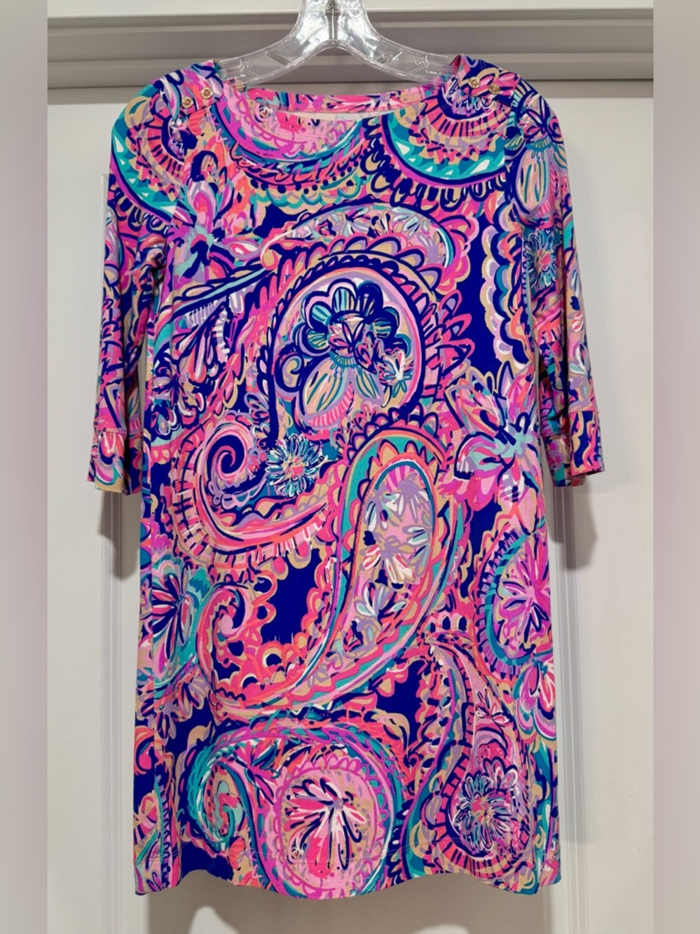 Lilly Pulitzer‎ Girls Pink, Blue & Turquoise Paisley Elbow Length Dress 12-14